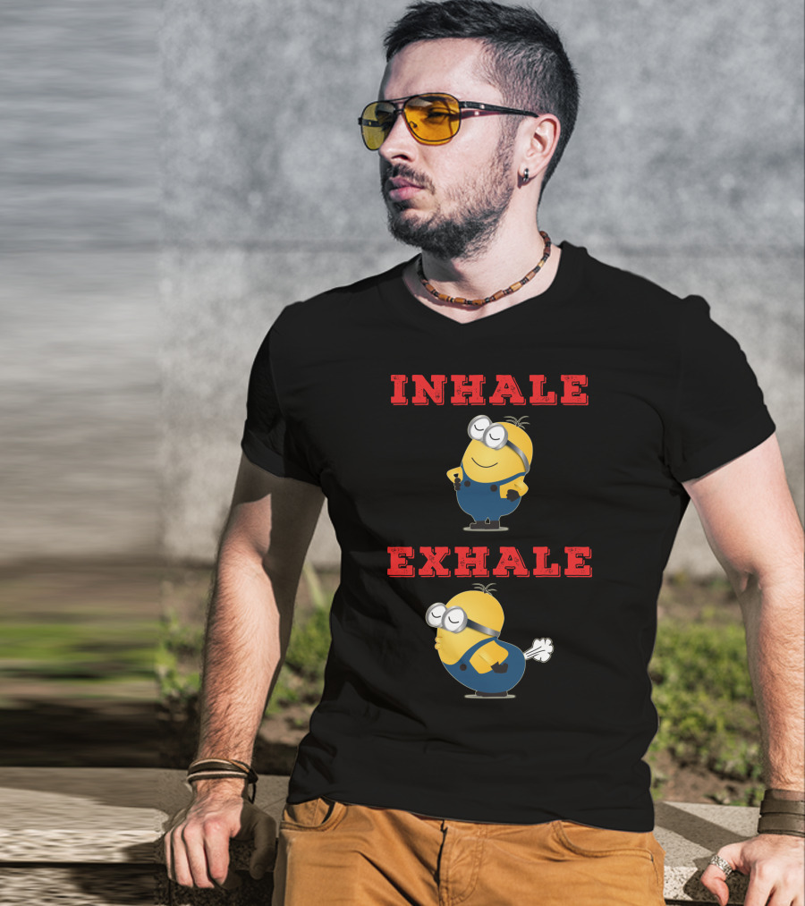 Minions Inhale Exhale Yoga Humor Despicable Me T-Shirt