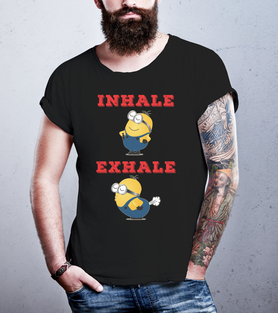 Minions Inhale Exhale Yoga Humor Despicable Me T-Shirt