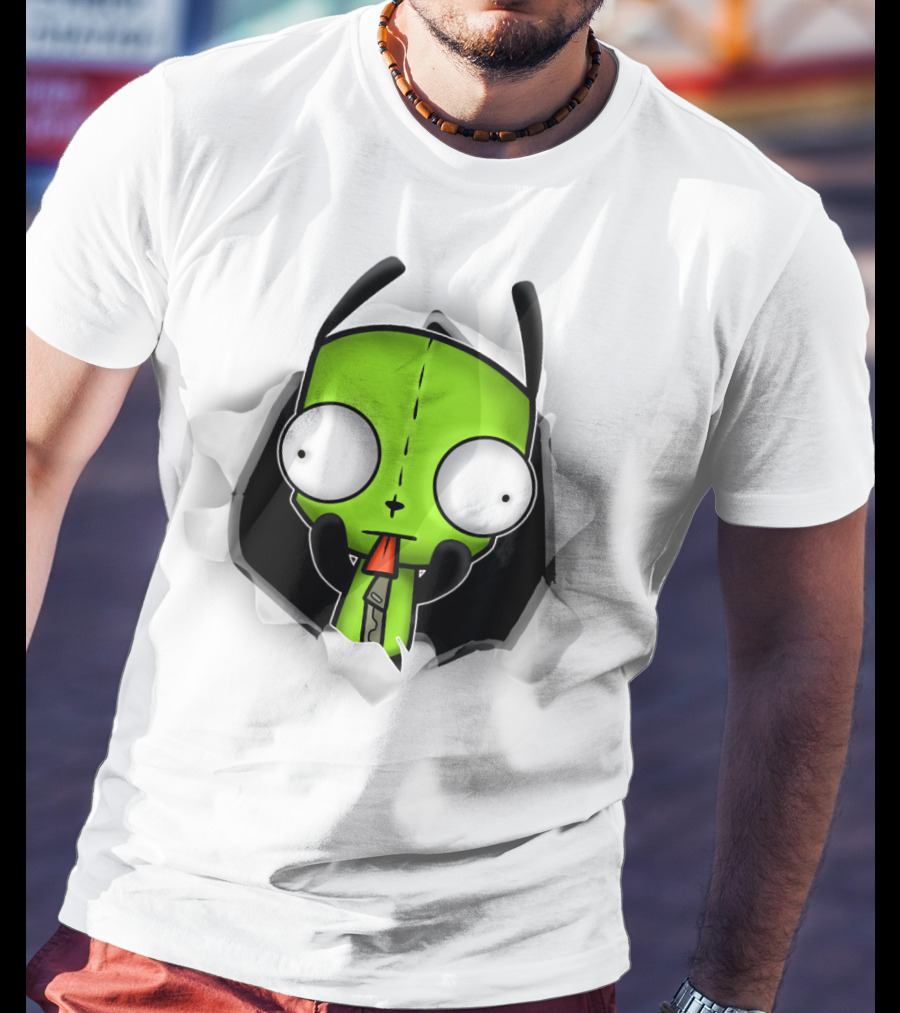 Invader Zim Gir 3D Hole Robot Face T-Shirt