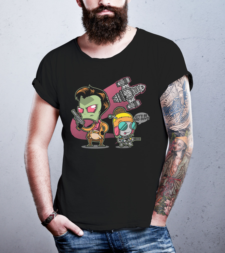 Let's Be Bad Guys Zim And Gir Invader Zim And Serenity Spaceship T-Shirt