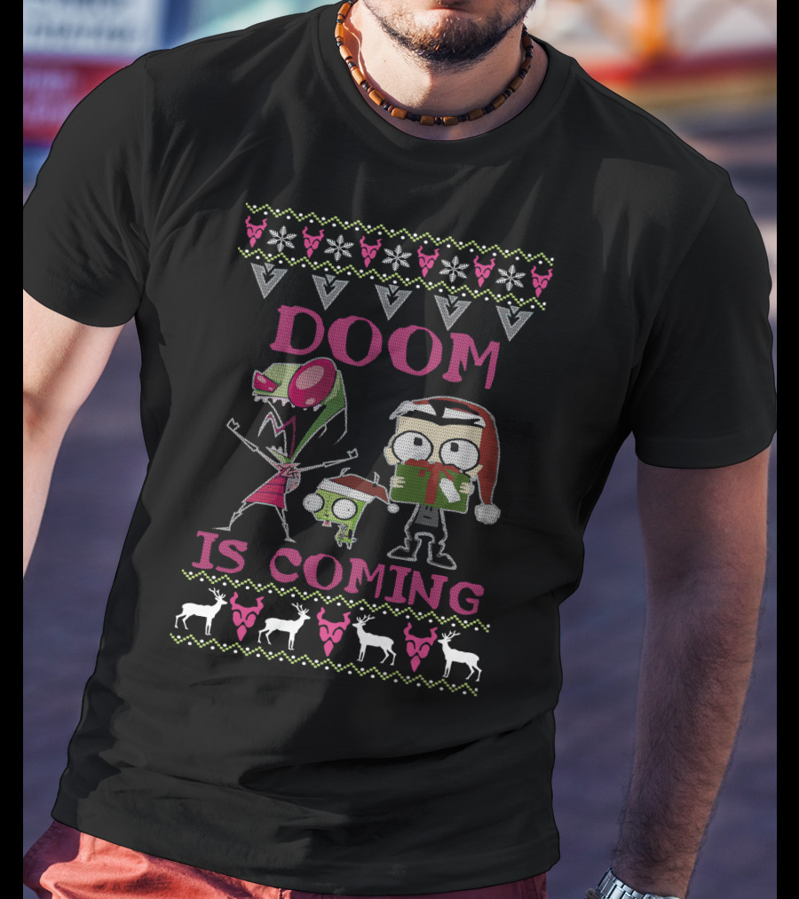 Doom Is Coming Christmas Invader Zim Gir Holiday T-Shirt