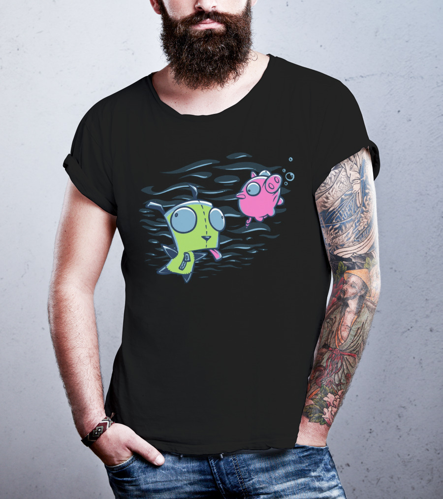 Girvana Gir Invader Zim Underwater Adventure With Pig T-Shirt