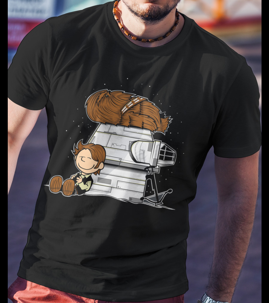 Peanuts Chewbacca Star Wars Snoopy Millennium Falcon T-Shirt