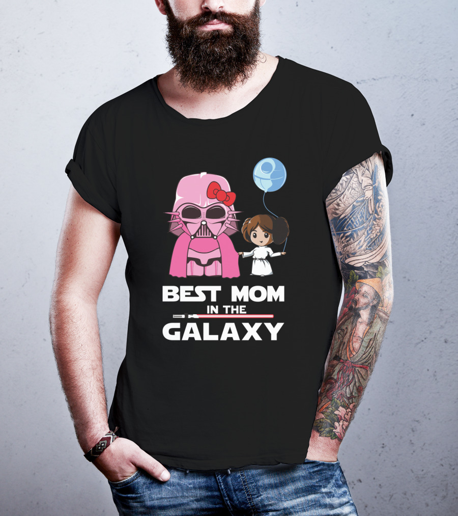 Best Mom In The Galaxy Darth Vader Star Wars Princess Leia Balloon T-Shirt