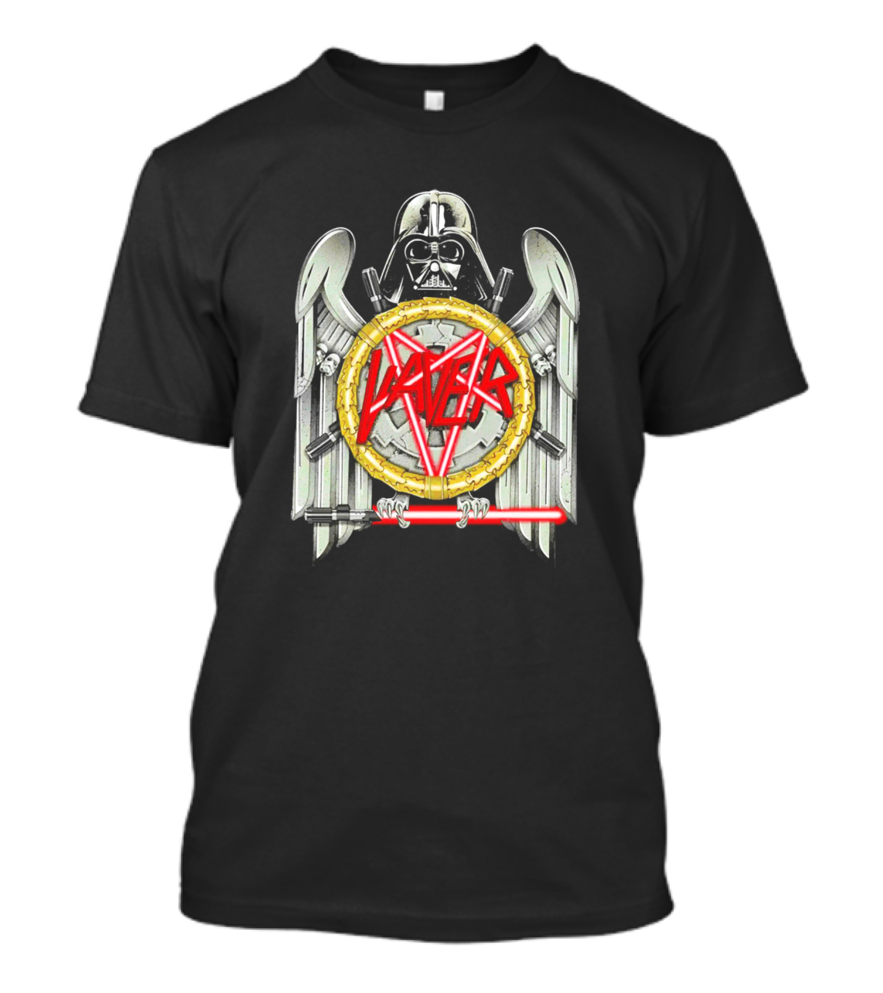 Darth Vader Slayer Dark Side Star Wars Logo Crossed Lightsabers T-Shirt