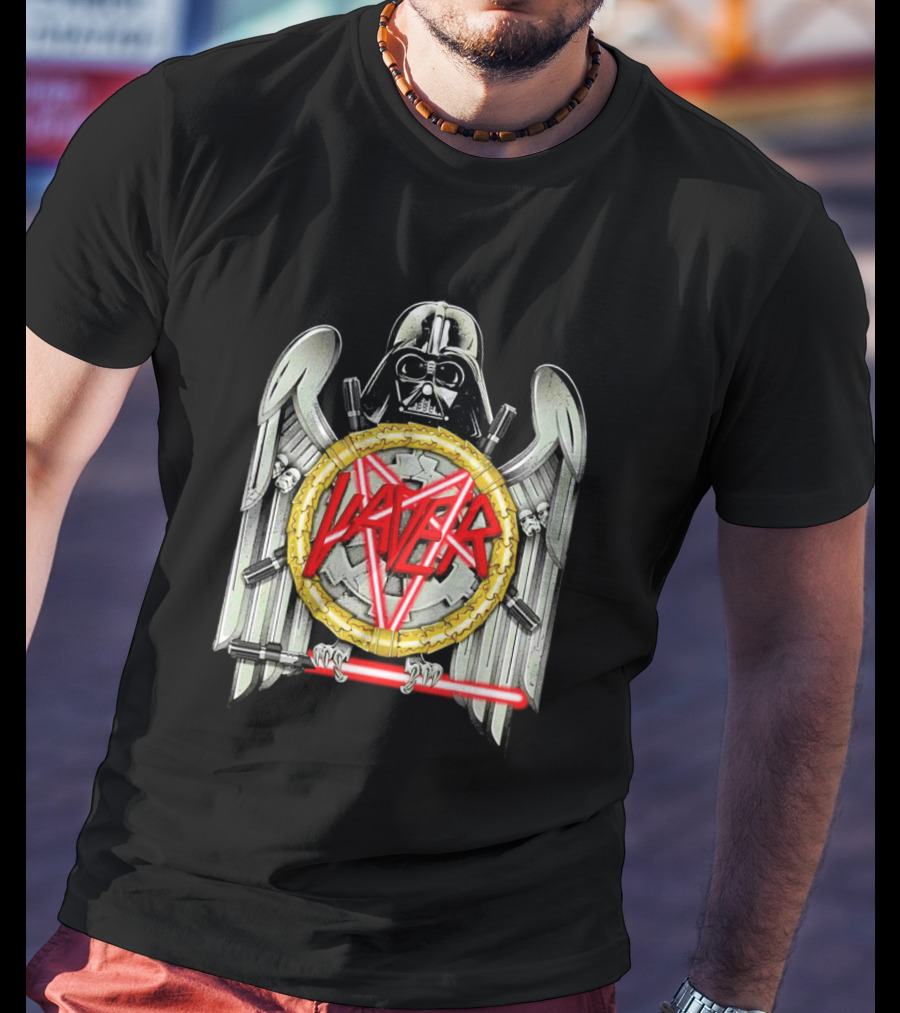 Darth Vader Slayer Dark Side Star Wars Logo Crossed Lightsabers T-Shirt