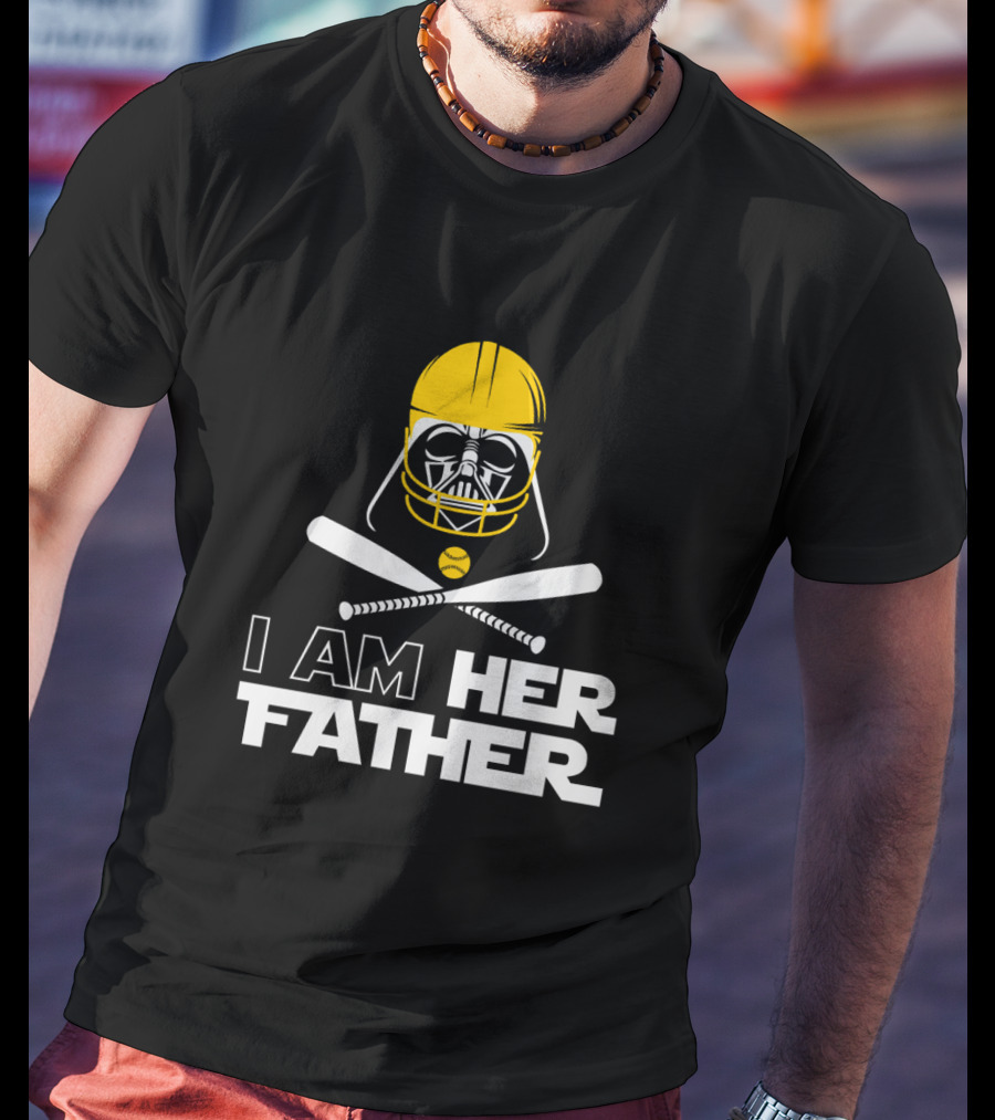 I Am Her Father Darth Vader Baseball Helmet Crossed Bats T-Shirt