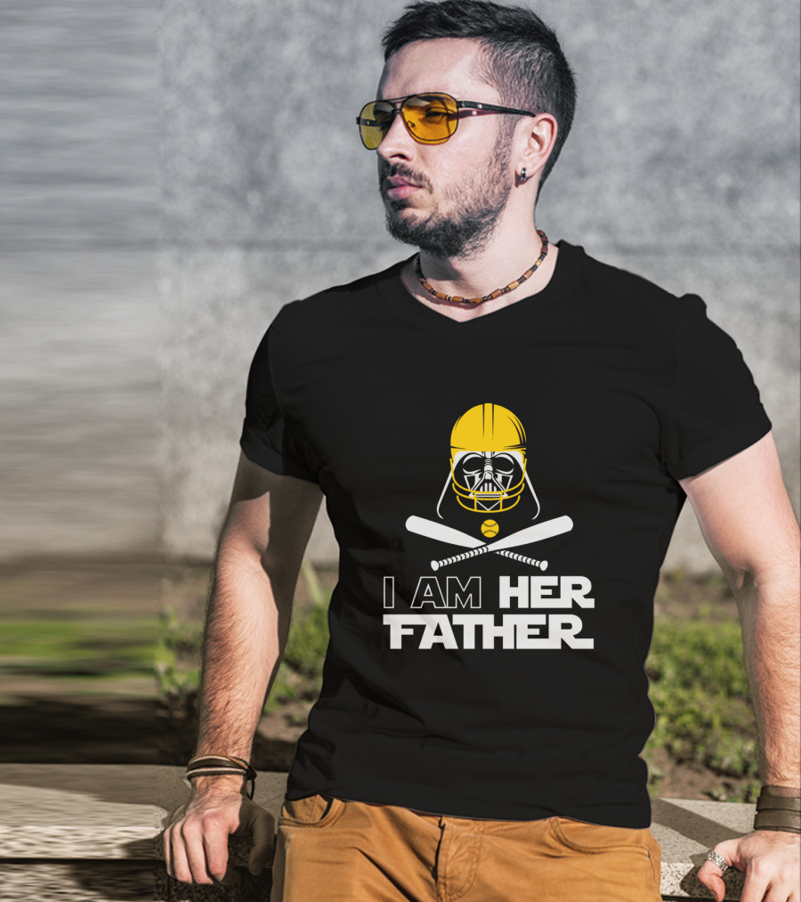 I Am Her Father Darth Vader Baseball Helmet Crossed Bats T-Shirt