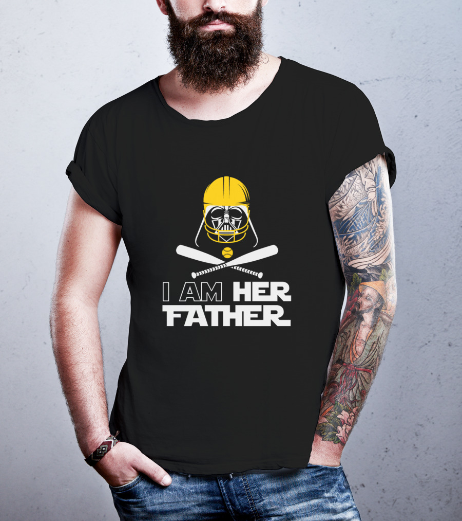 I Am Her Father Darth Vader Baseball Helmet Crossed Bats T-Shirt