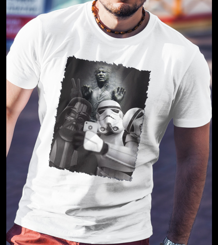 Selfie Together Darth Vader Stormtroopers Han Solo Frozen Star Wars T-Shirt