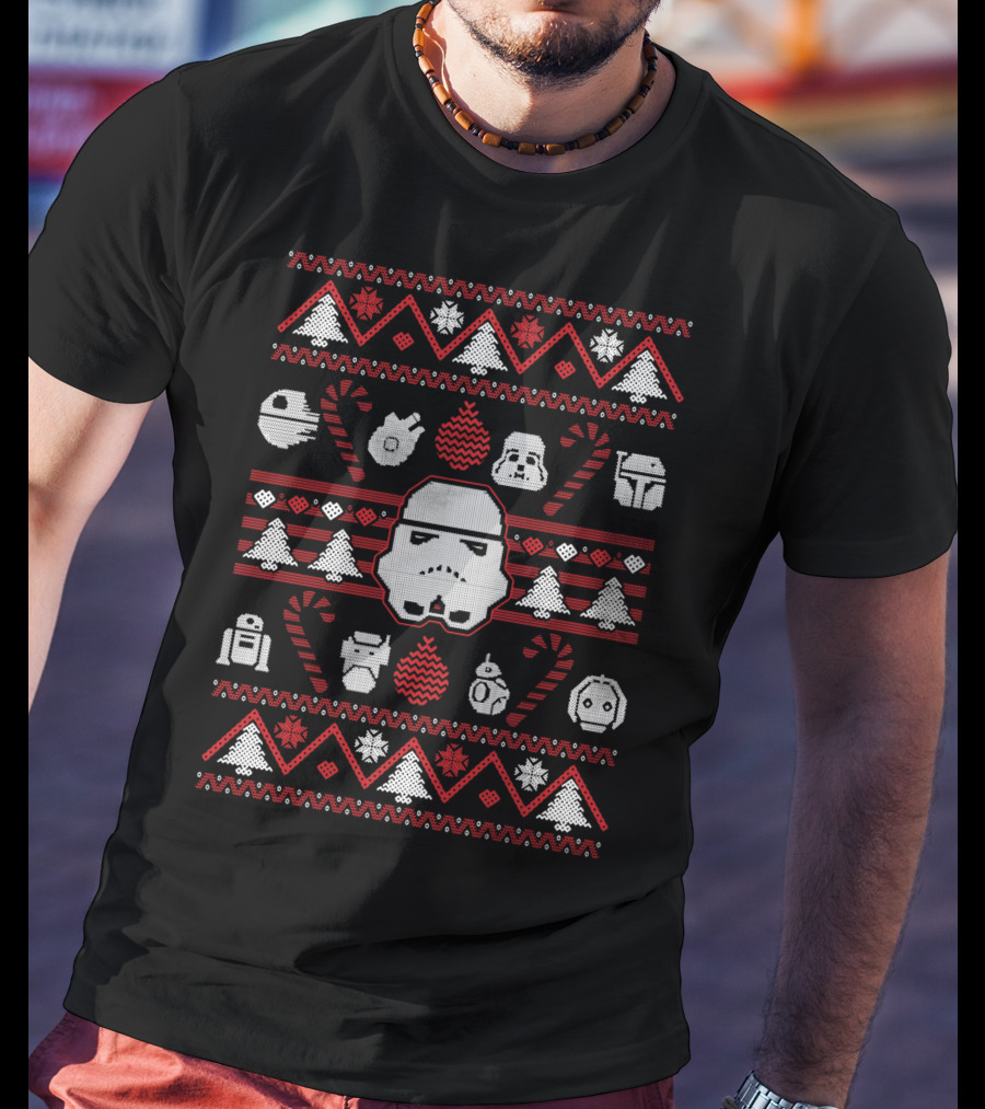 Star Wars Stormtrooper Christmas Night Darth Vader Knit T-Shirt