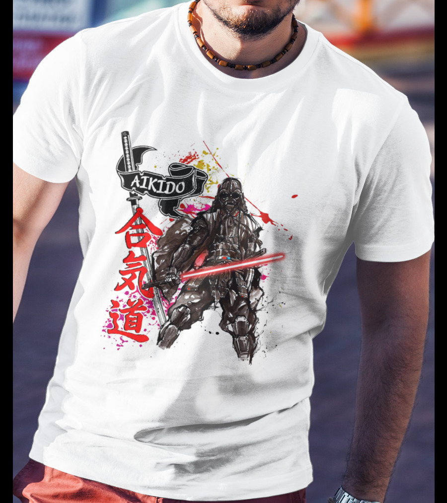 Aikido Samurai Darth Vader Star Wars Lightsaber Fusion T-Shirt