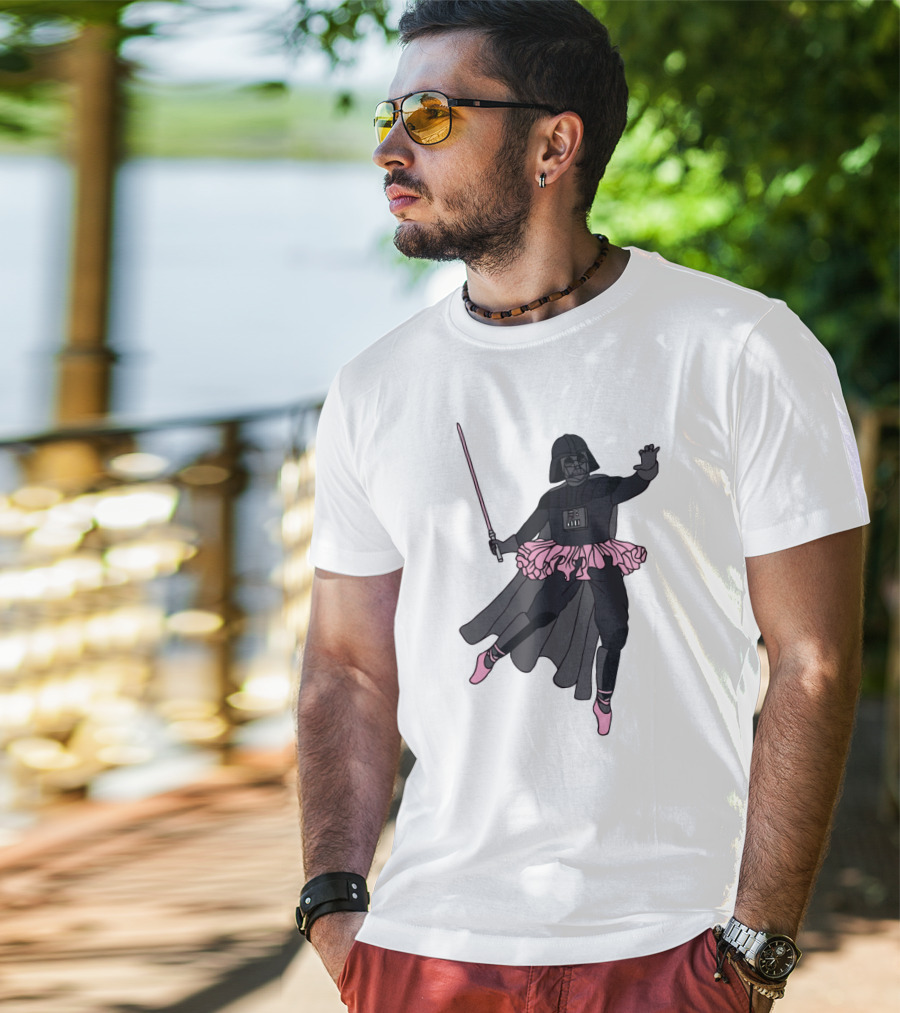 Star Wars Ballet Dancing Darth Vader Tutu Pink Lightsaber T-Shirt