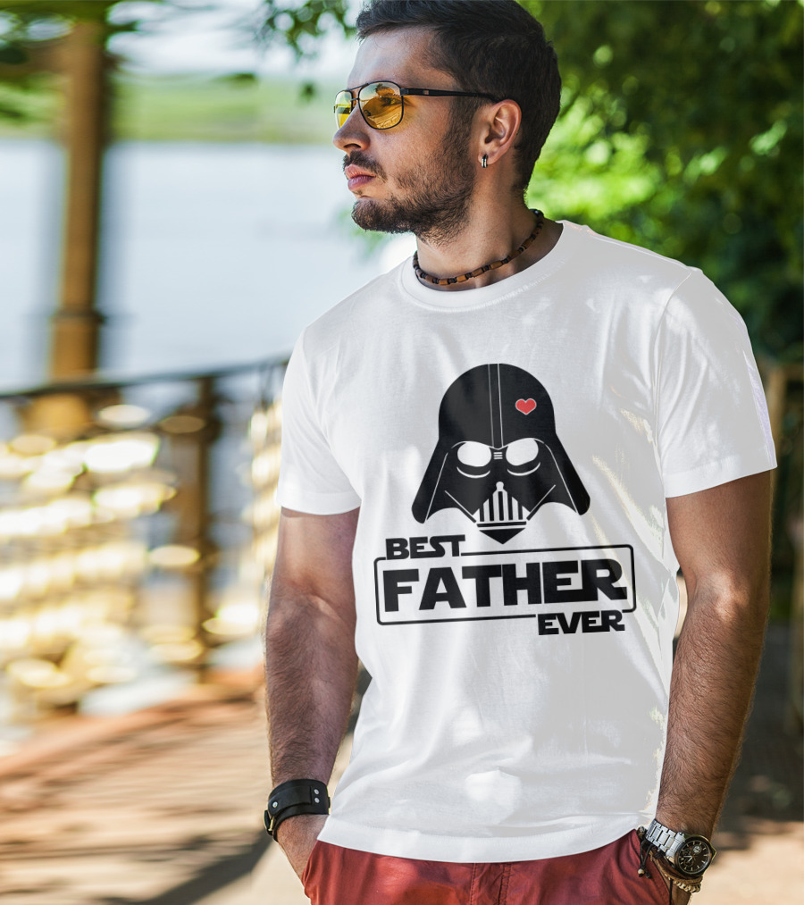 Best Father Ever Father's Day Darth Vader Star Wars Helmet Heart T-Shirt