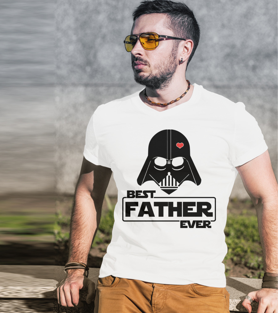 Best Father Ever Father's Day Darth Vader Star Wars Helmet Heart T-Shirt