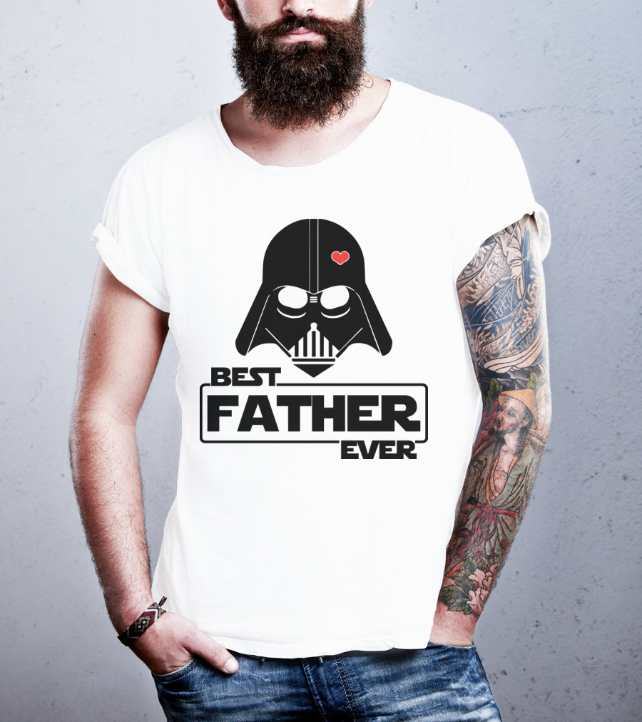 Best Father Ever Father's Day Darth Vader Star Wars Helmet Heart T-Shirt