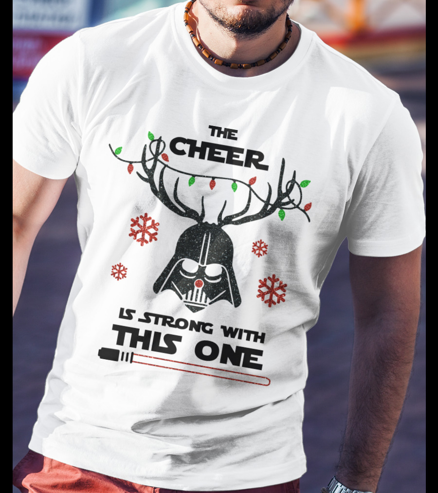 Darth Vader Christmas Cheer Glitter Star Wars Reindeer Lights Snowflakes T-Shirt