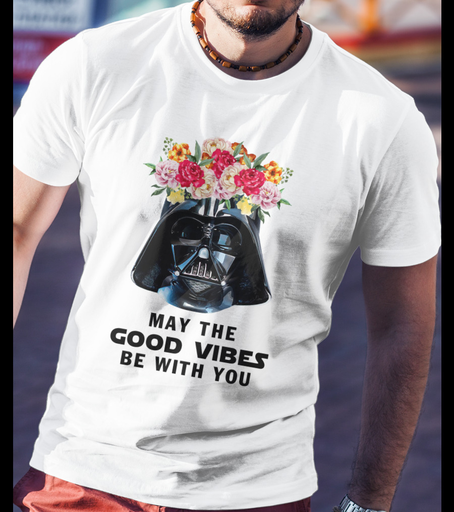 Star Wars Darth Vader May The Good Vibes Be With You Floral Helmet T-Shirt