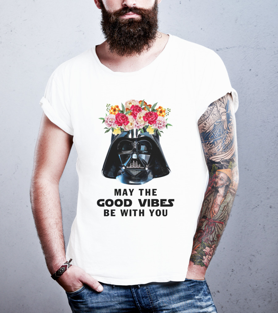 Star Wars Darth Vader May The Good Vibes Be With You Floral Helmet T-Shirt