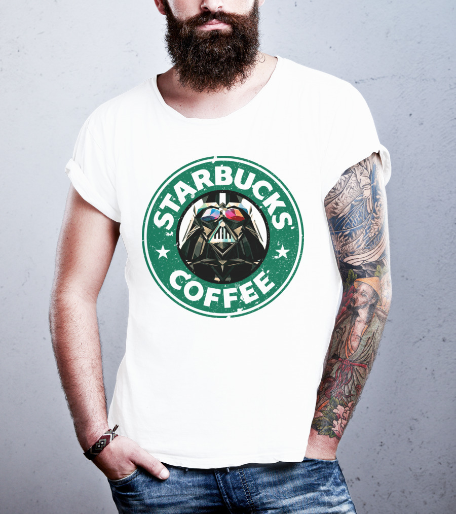 Starbucks Coffee Darth Vader Star Wars Logo Mashup T-Shirt