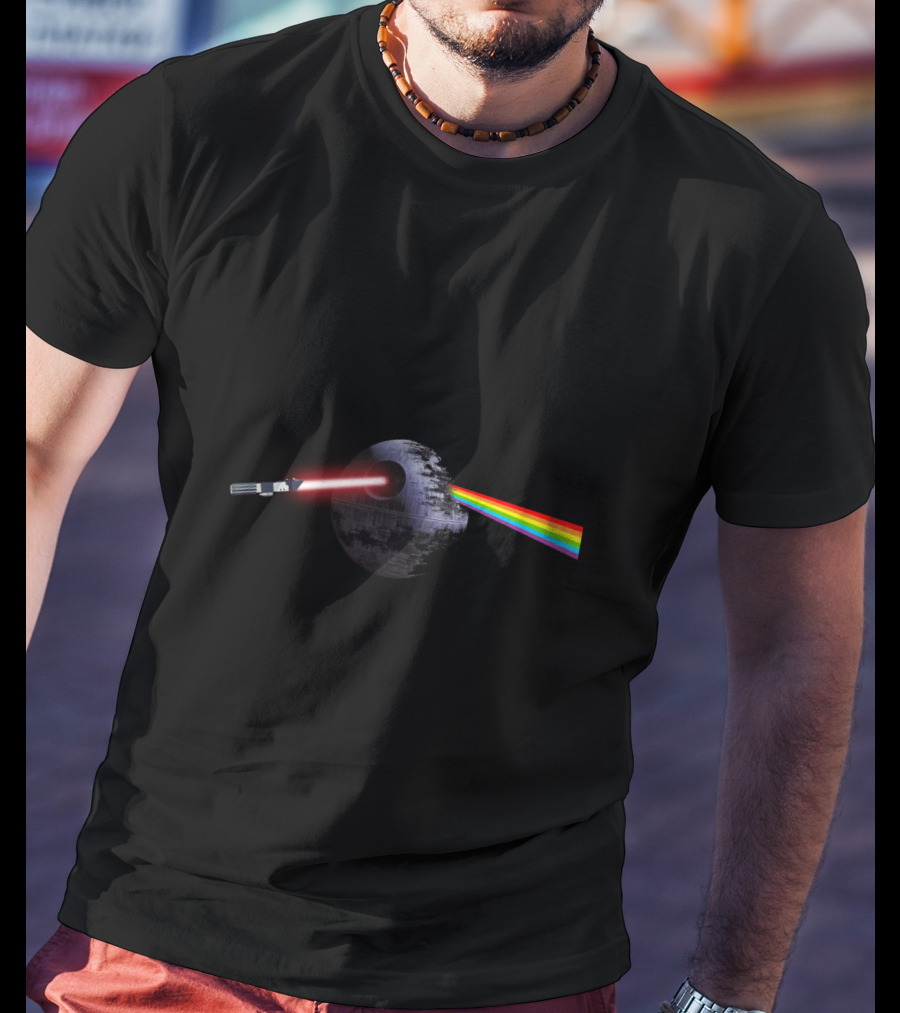 Dark Side Of The Death Star Wars Rainbow Prism T-Shirt
