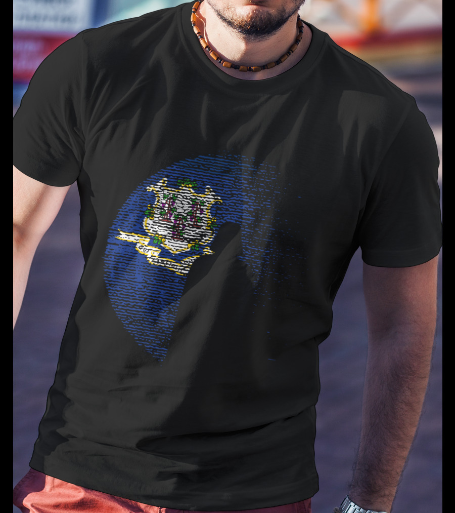 Connecticut State Flag Darth Vader Silhouette Death Star Icon Moon Star Wars T-Shirt