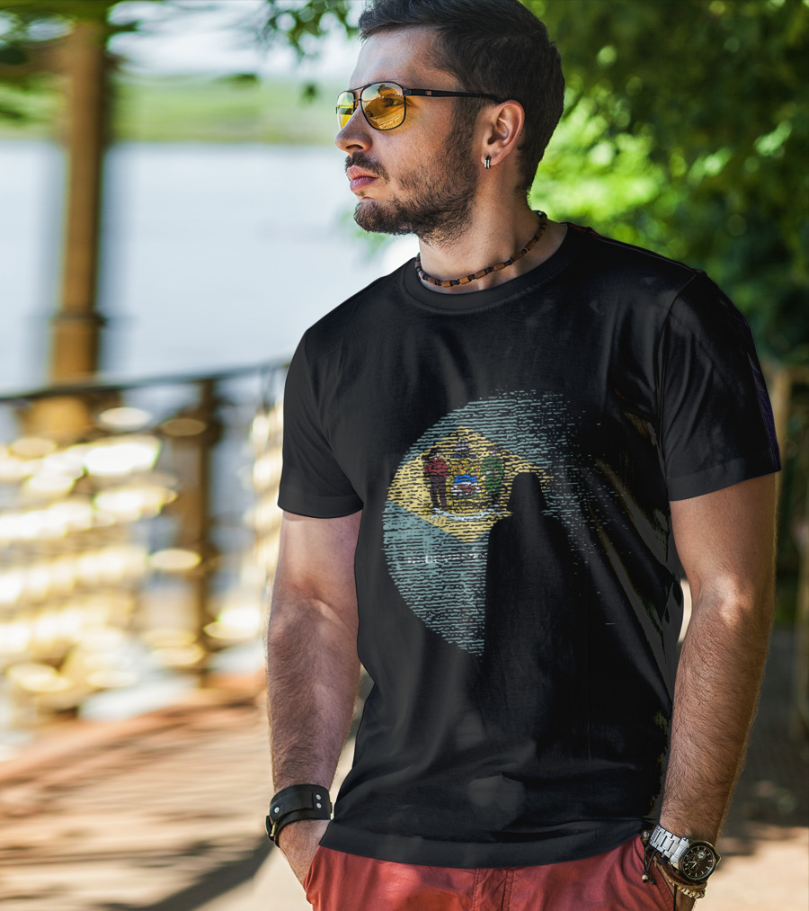Vader Silhouette Over Delaware State Flag T-Shirt