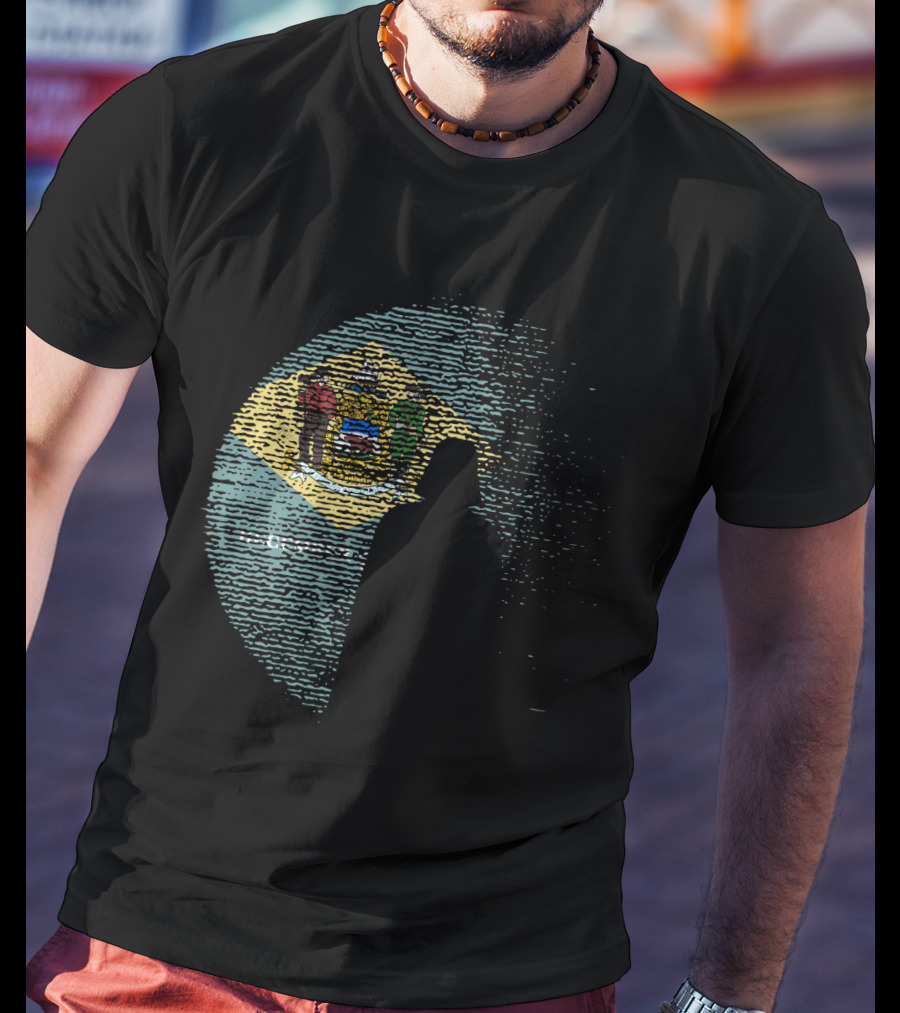 Vader Silhouette Over Delaware State Flag T-Shirt
