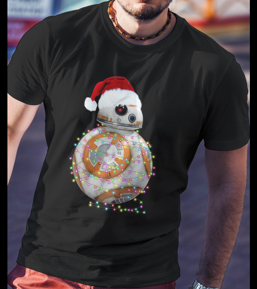 BB-8 Christmas Lights Droids Star Wars Holiday Santa Hat T-Shirt