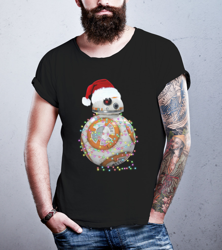 BB-8 Christmas Lights Droids Star Wars Holiday Santa Hat T-Shirt