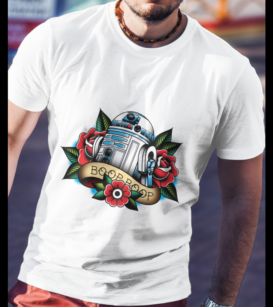 Boop Boop Floral R2 D2 Star Wars Roses Droids T-Shirt
