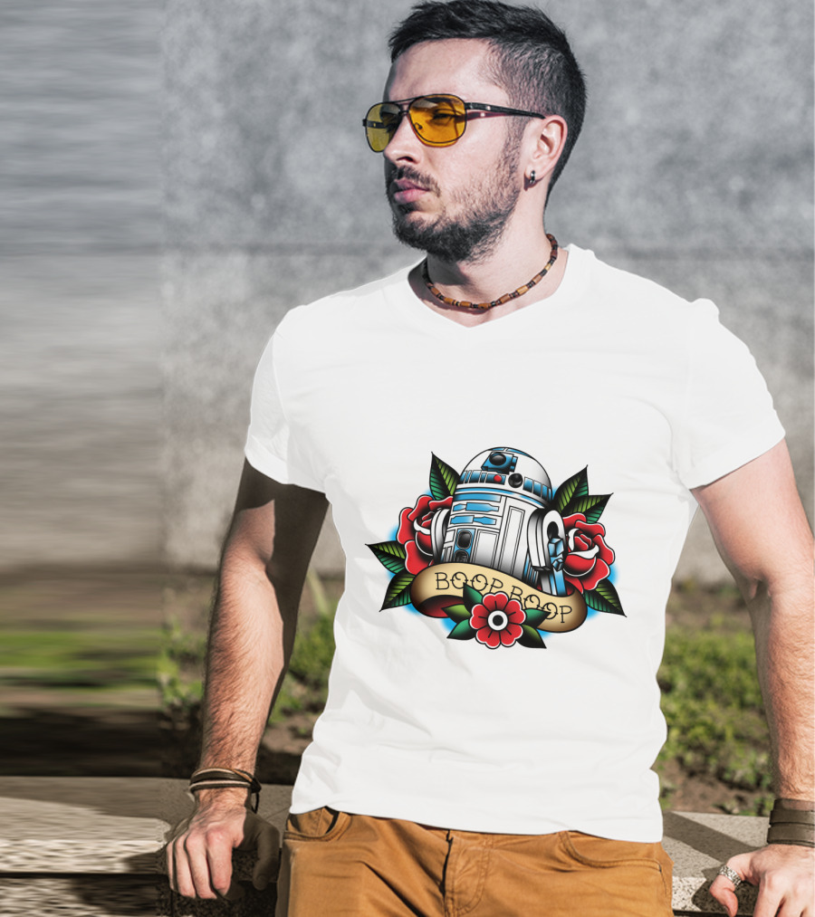 Boop Boop Floral R2 D2 Star Wars Roses Droids T-Shirt