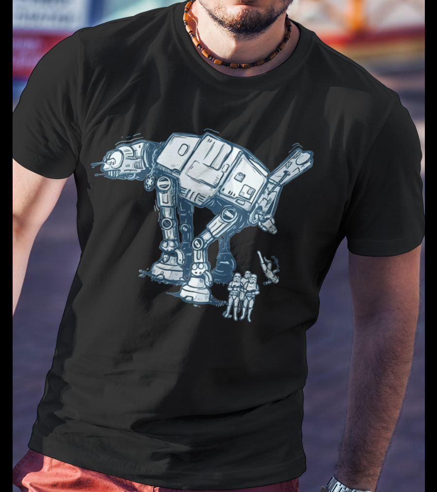 Funny AT AT Star Wars Droids With Stormtroopers And Imperial Walker T-Shirt