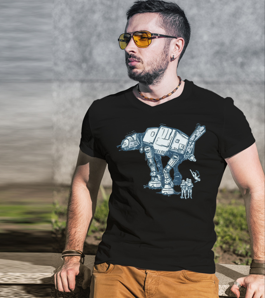 Funny AT AT Star Wars Droids With Stormtroopers And Imperial Walker T-Shirt