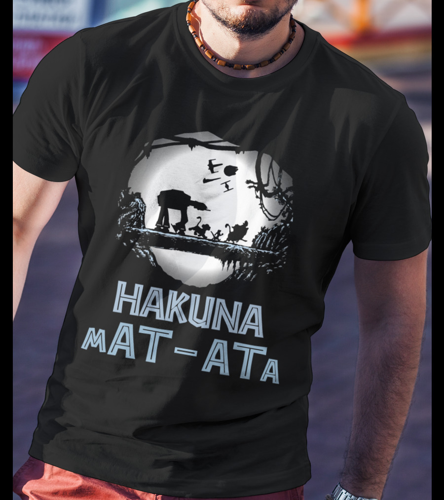 Hakuna Mat Ata Droids Star Wars AT-AT Silhouette Moon Disney Crossover T-Shirt