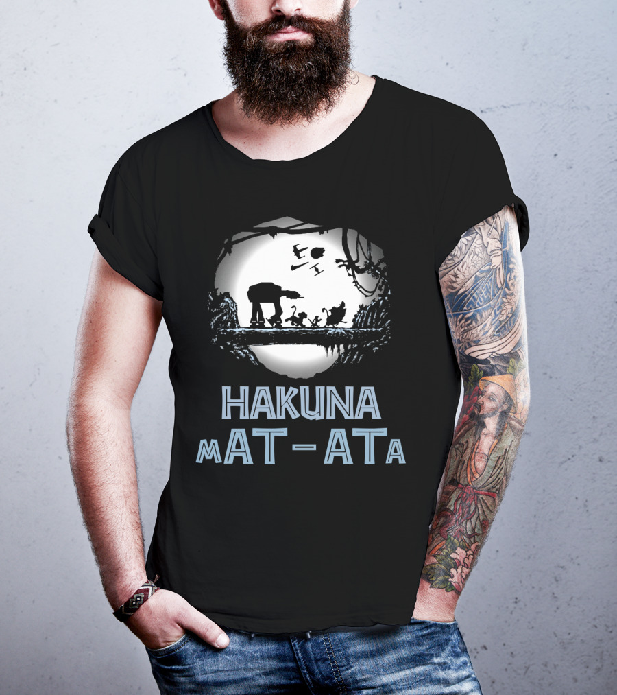 Hakuna Mat Ata Droids Star Wars AT-AT Silhouette Moon Disney Crossover T-Shirt