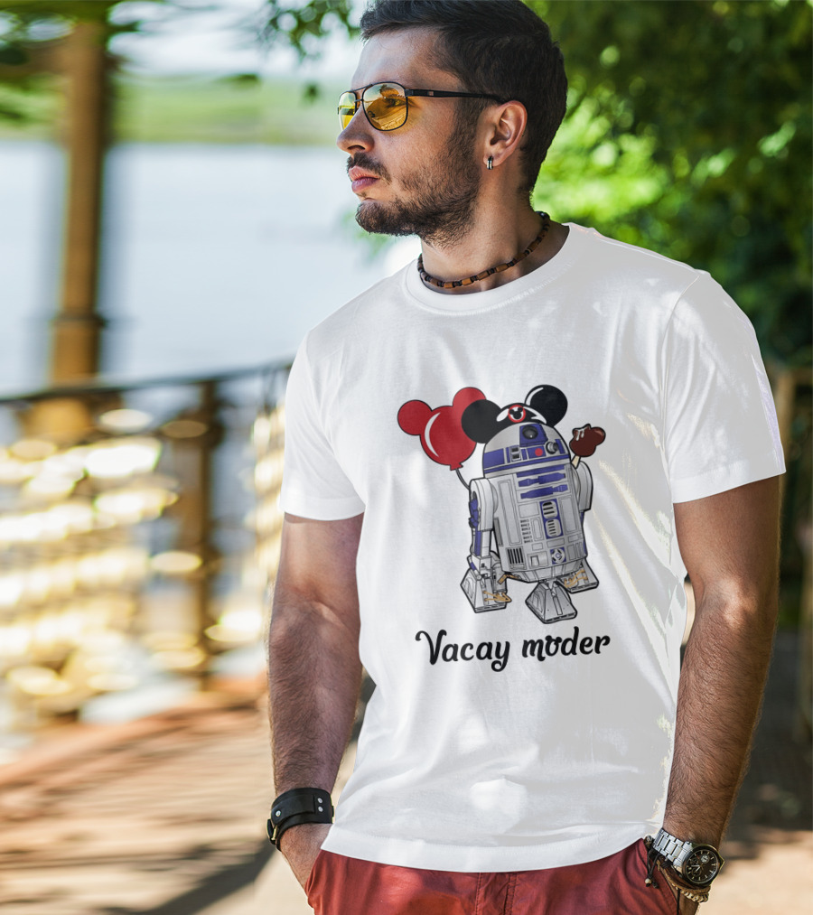 Vacay Mode R2 D2 Droids Star Wars Mickey Balloon Ice Cream T-Shirt