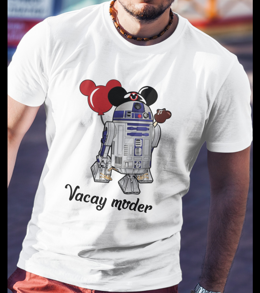Vacay Mode R2 D2 Droids Star Wars Mickey Balloon Ice Cream T-Shirt