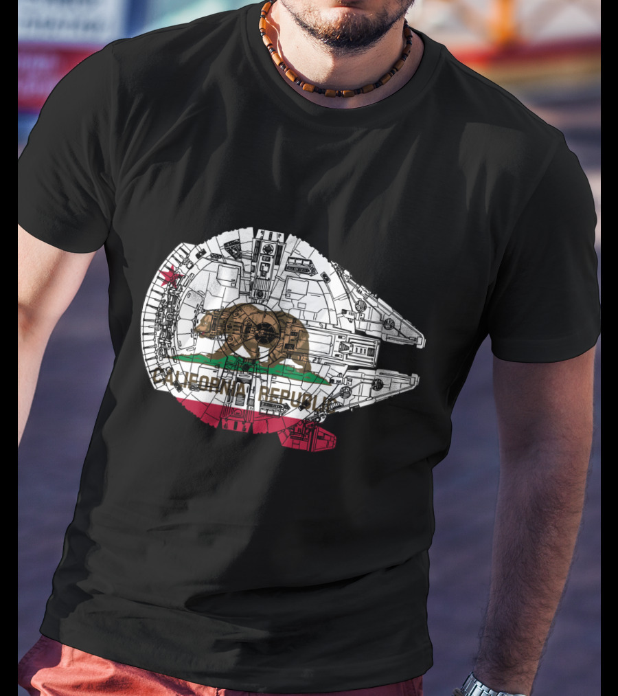 California Republic Bear And The Millennium Falcon Overlap T-Shirt