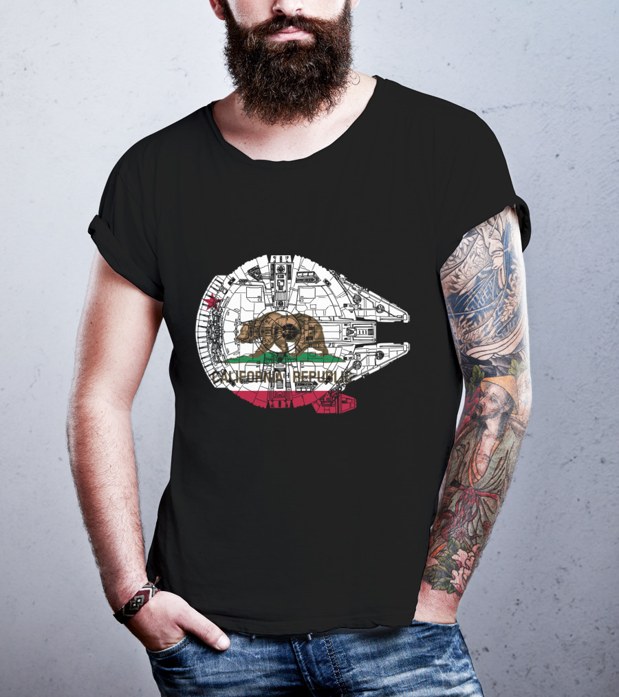 California Republic Bear And The Millennium Falcon Overlap T-Shirt