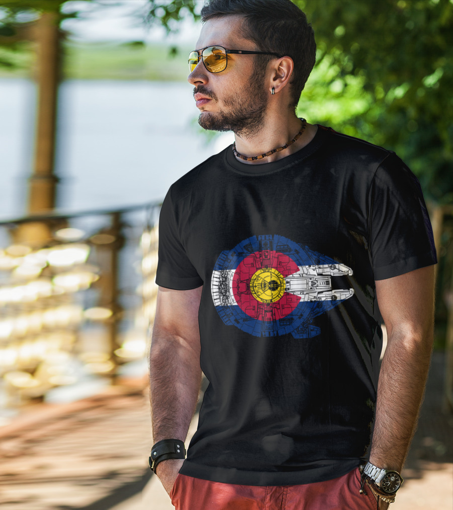 Colorado Flag Millennium Falcon Mashup T-Shirt