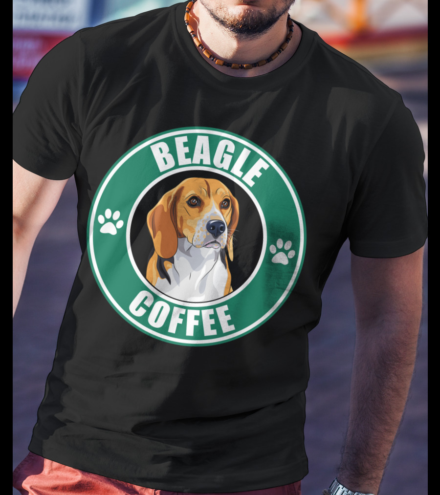 Beagle Coffee Paws Green Circle Beagle T-Shirt