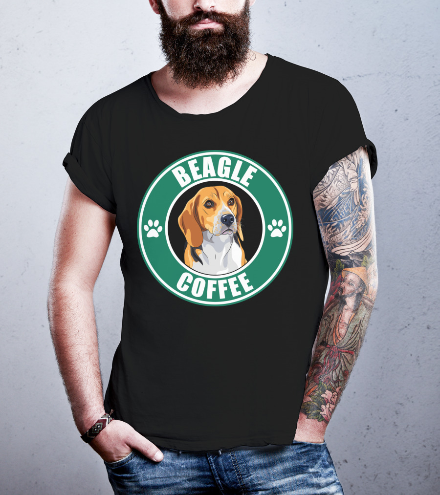 Beagle Coffee Paws Green Circle Beagle T-Shirt