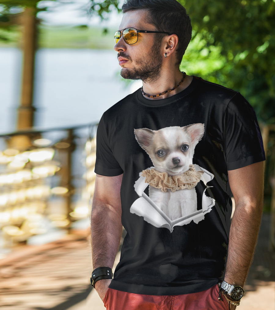 Chihuahua 3D Peek Out Frill Collar T-Shirt