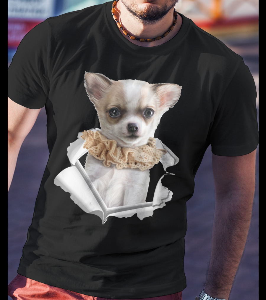 Chihuahua 3D Peek Out Frill Collar T-Shirt