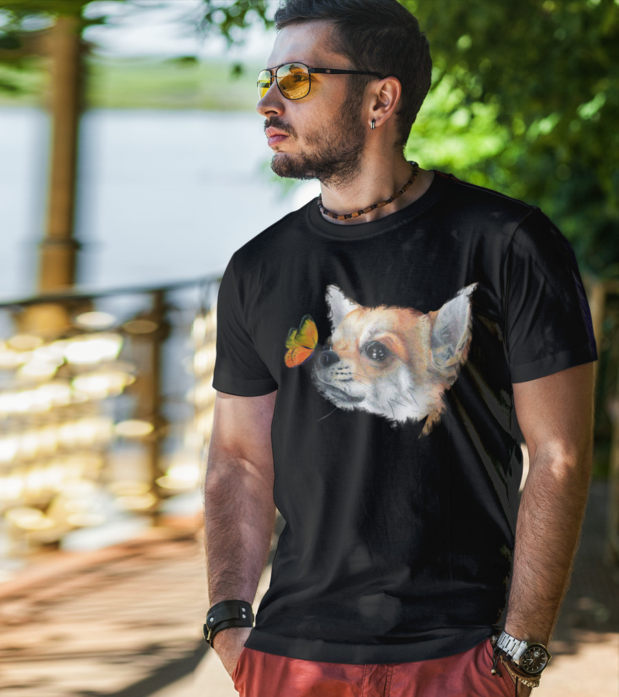 Chihuahua And Butterfly Encounter T-Shirt