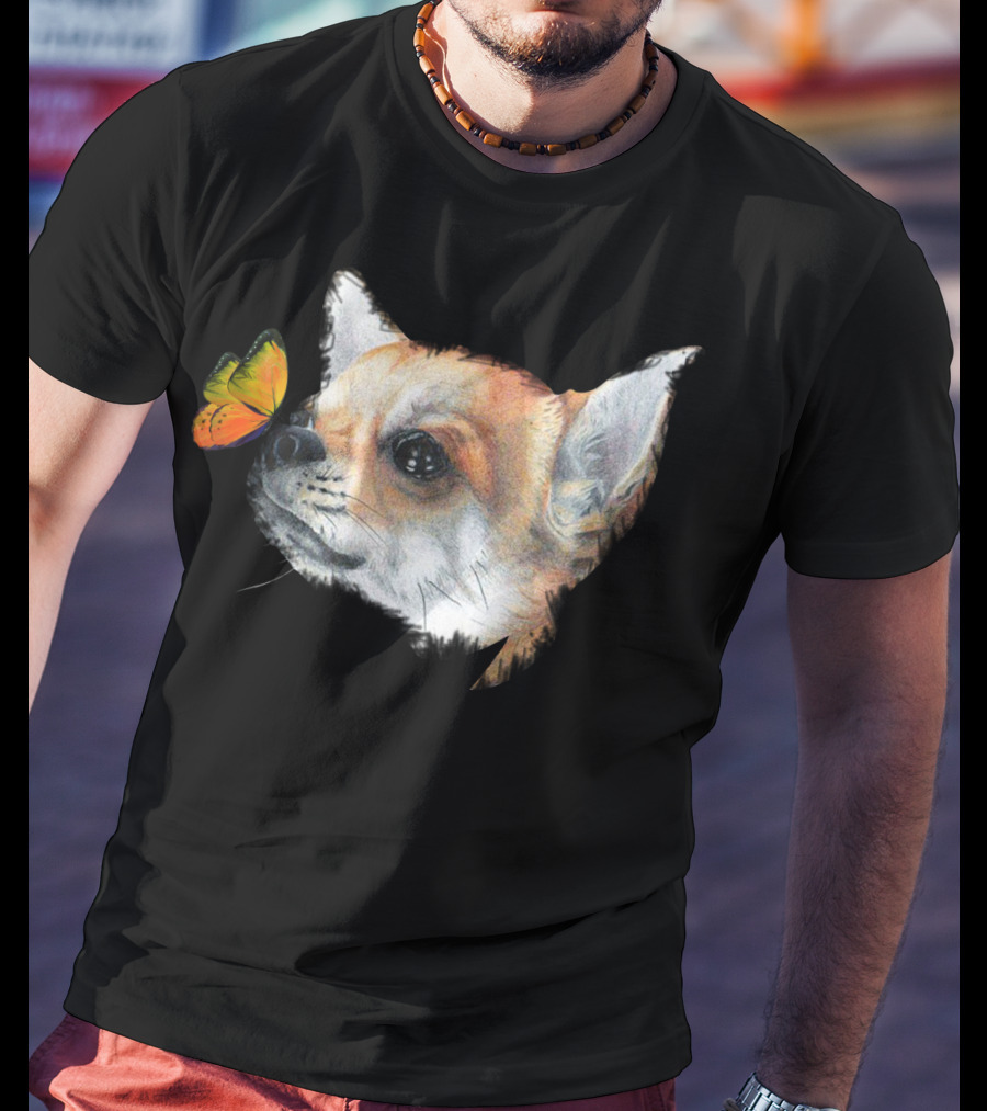 Chihuahua And Butterfly Encounter T-Shirt