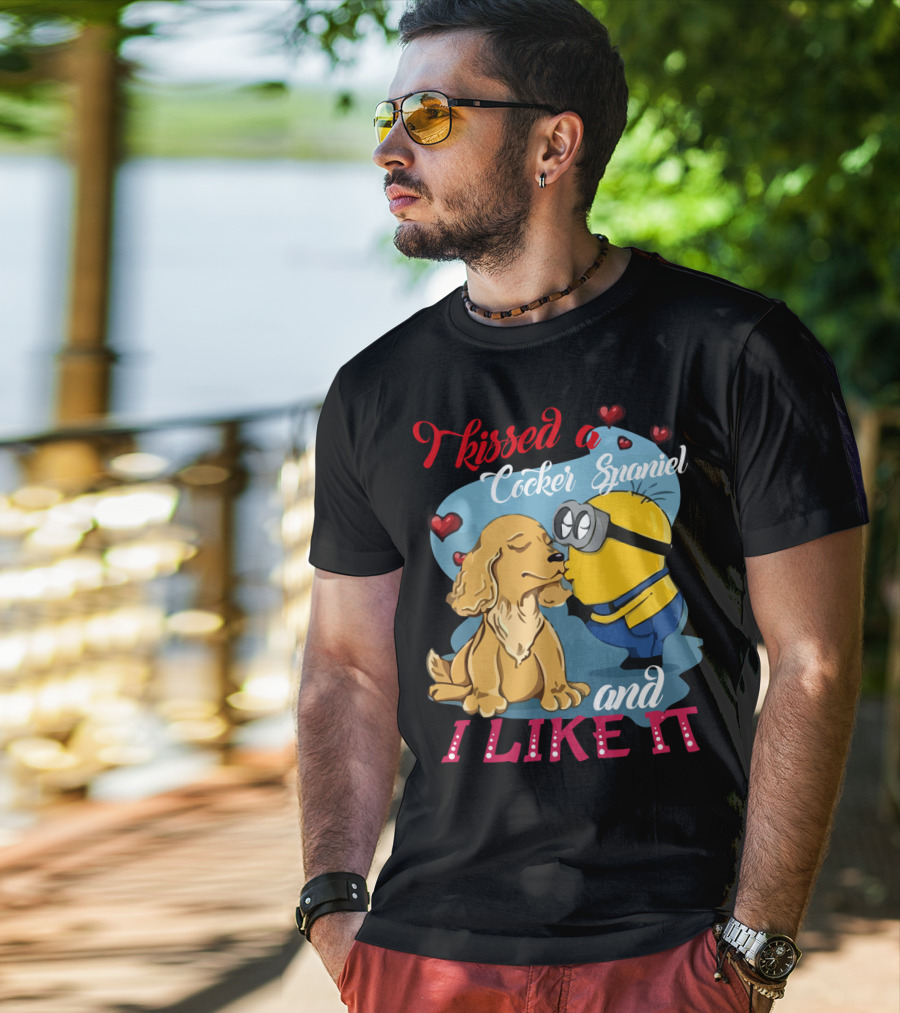 Kissed A Cocker Spaniel And I Like It Cute Minion With Hearts T-Shirt