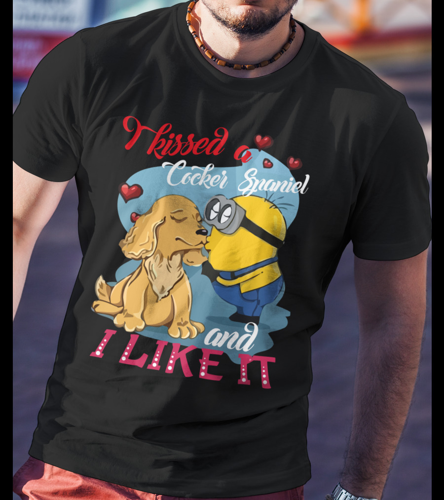 Kissed A Cocker Spaniel And I Like It Cute Minion With Hearts T-Shirt