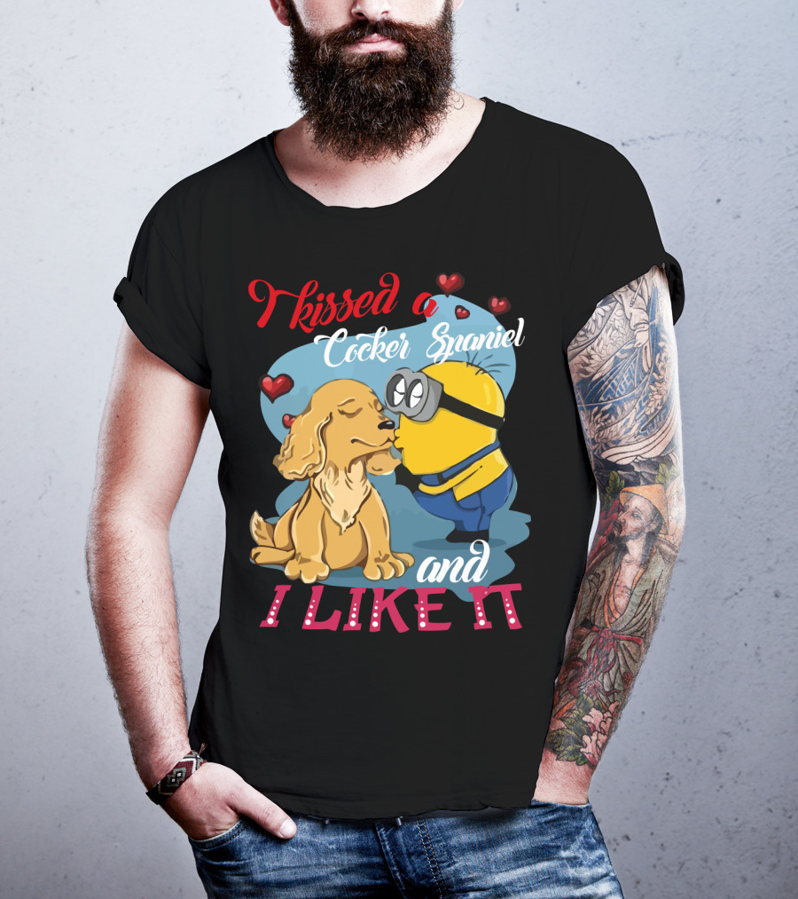 Kissed A Cocker Spaniel And I Like It Cute Minion With Hearts T-Shirt